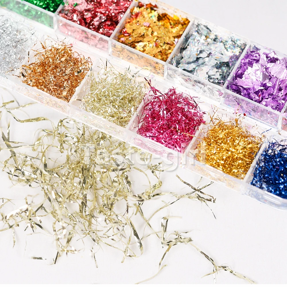 12 сеток/набор разноцветных алюминиевых нерегулярных голографических блестящих