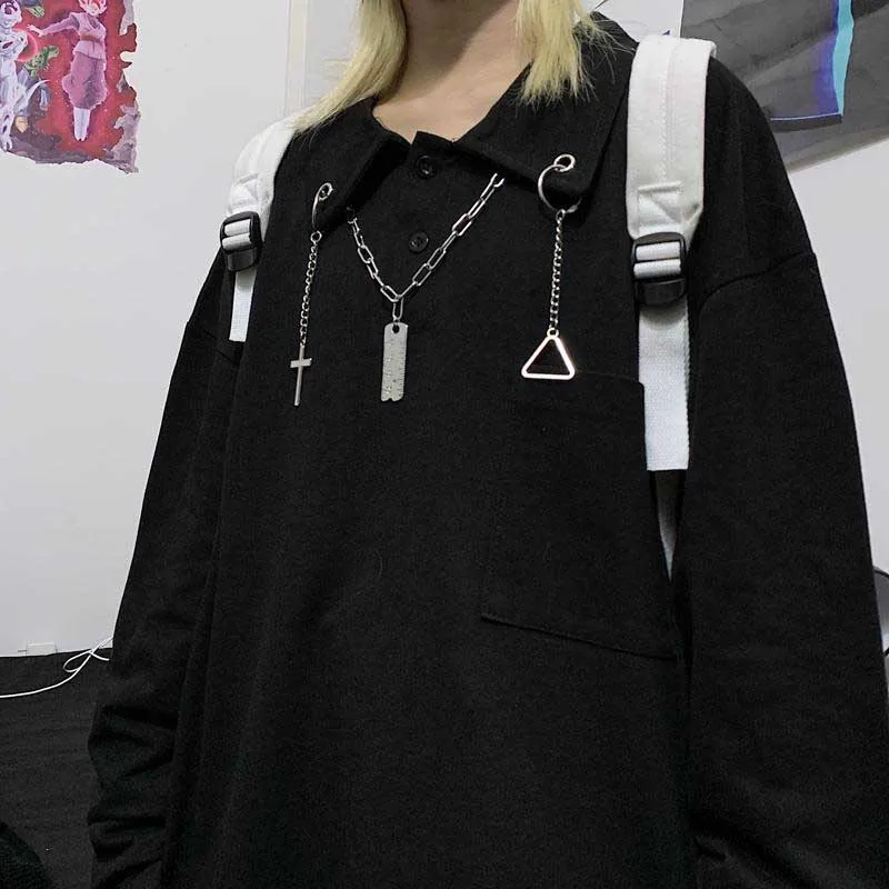 NiceMix в готическом стиле с длинным рукавом женская футболка одежда Harajuku Высокая