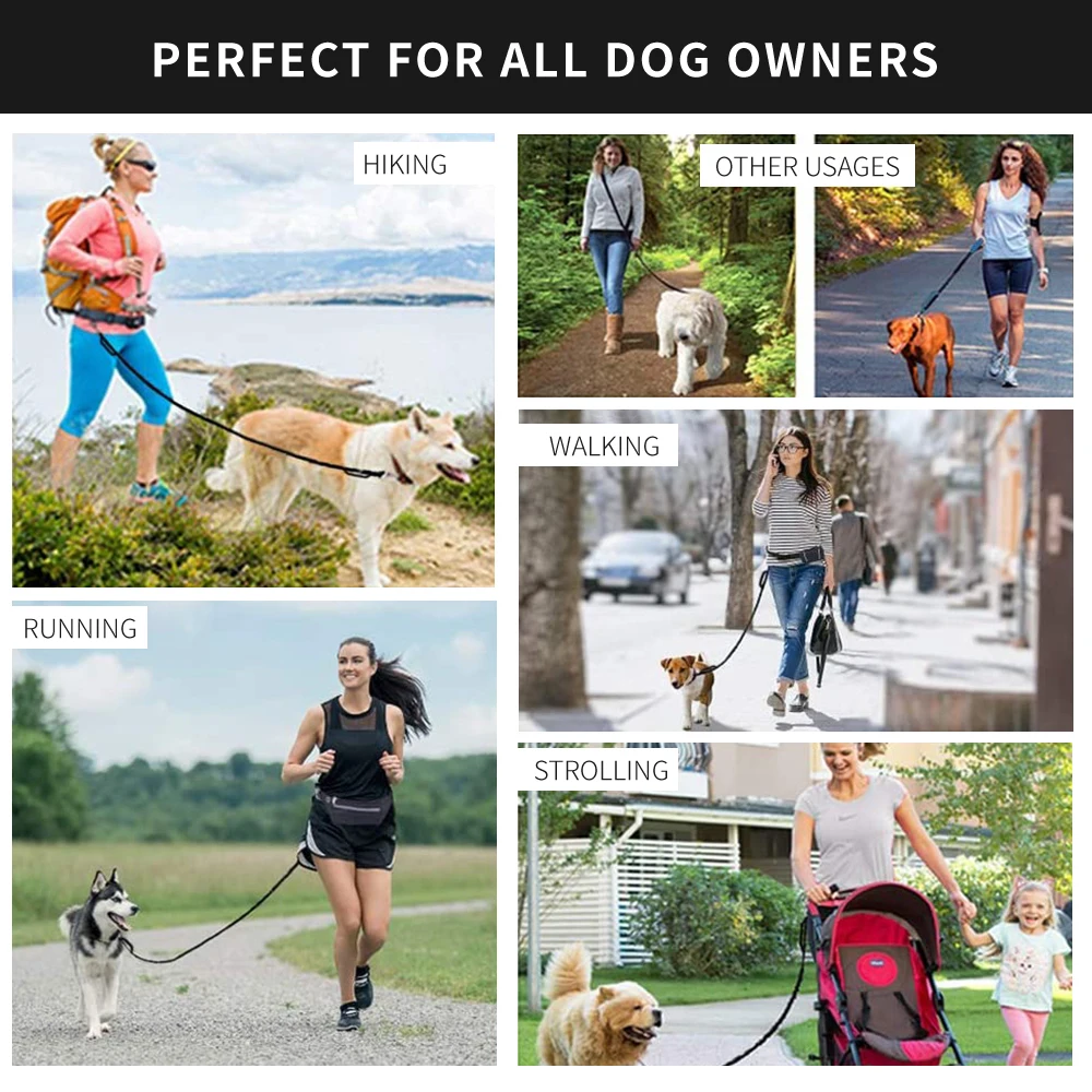 

Hands Free Dog Leash For Running Walking Jogging Training Hiking Retractable Bungee Dog Waist Leash For Large Dogs Accessories