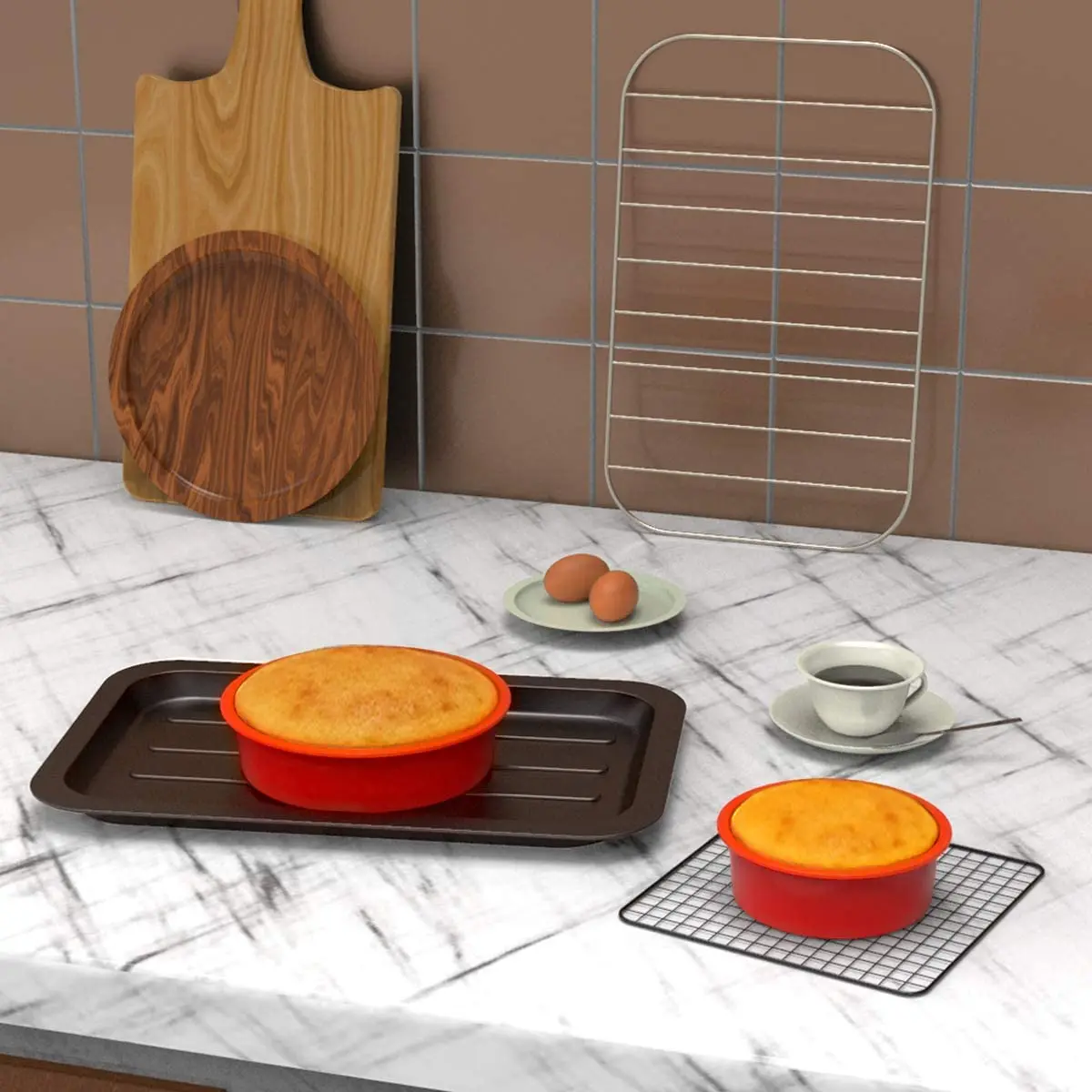 Silicone Molds for Baking Nonstick &amp Quick Release Pans Layer Cakes Rainbow and Chiffon -8 inch | Дом и сад