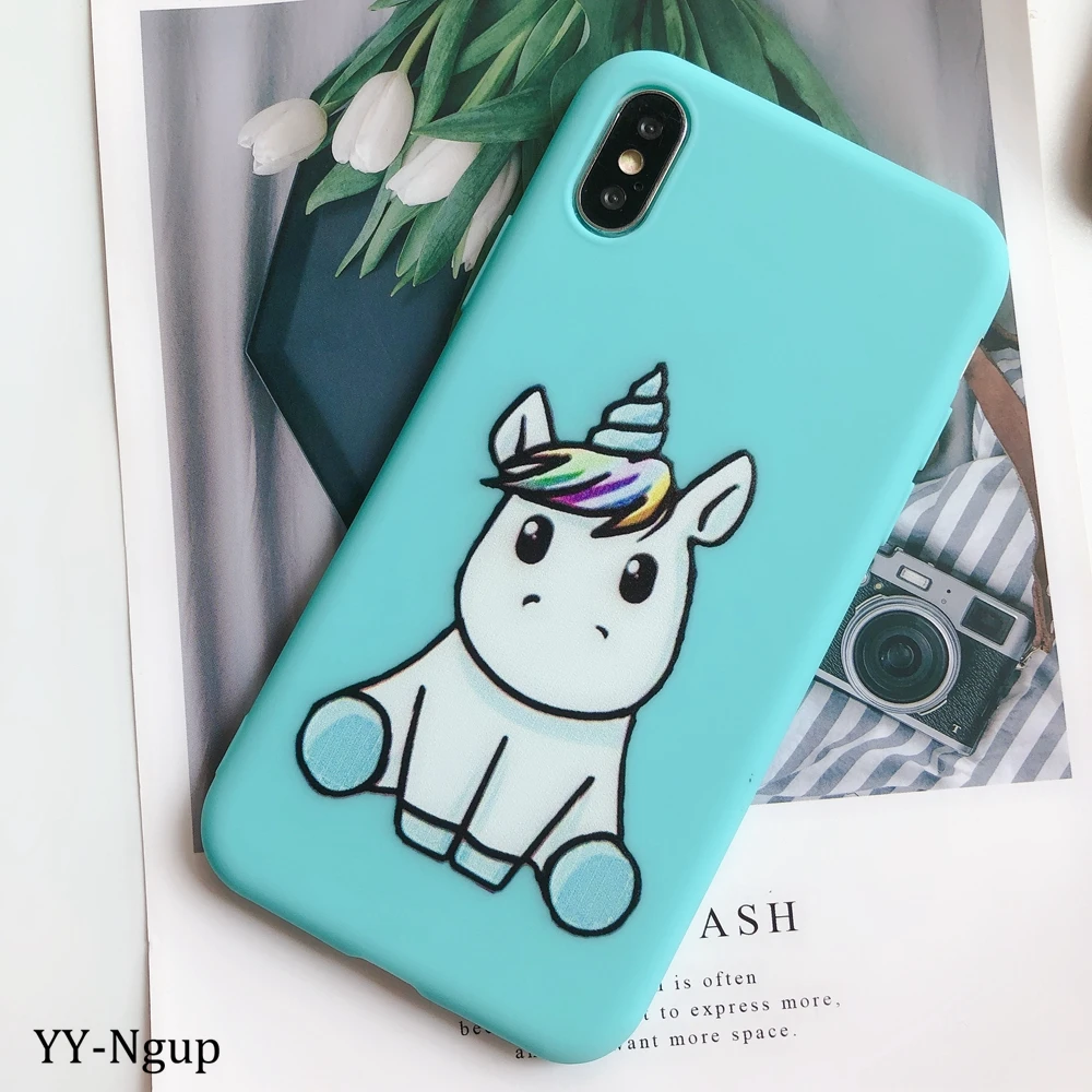 Для iPhone 7 i Phone 8 Plus чехол Kawaii подставка держатель Единорог силиконовый чехол для iPhone X XR XS Max 5 5S SE 6 6S 7 Plus чехол для женщин - Цвет: 1