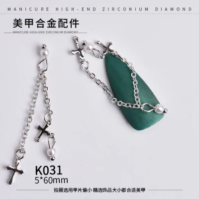 K031 Серебряный 5 шт. Птица/Сердце/Любовь Купидон дизайн ногтей циркон Длинная цепочка Кулон Ювелирные изделия ногтей циркон алмаз ногтей циркон украшения - Цвет: K031