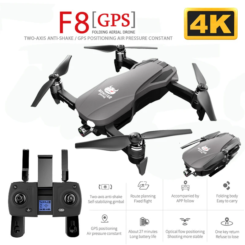 F8 gps Дрон с камерой 4K 1080P HD двухосевой антивибрационный самостабилизирующийся шарнир RC Дрон wifi FPV складной Квадрокоптер бесщеточный