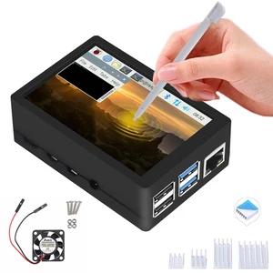 Чехол для Raspberry Pi 4 с сенсорным экраном 3,5 дюйма, радиаторы охлаждающего вентилятора Raspberry Pi, 320x480 пикселей, монитор TFT, ЖК-дисплей