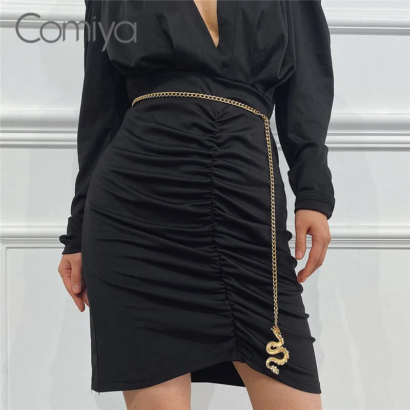 Женская цепочка с длинными звеньями Comiya золотистого и серебряного цвета пояс из