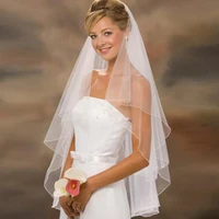 vestidos elegant wedding accessories tulle illusion comb two layer white lvory bridal veils 2021 fashion