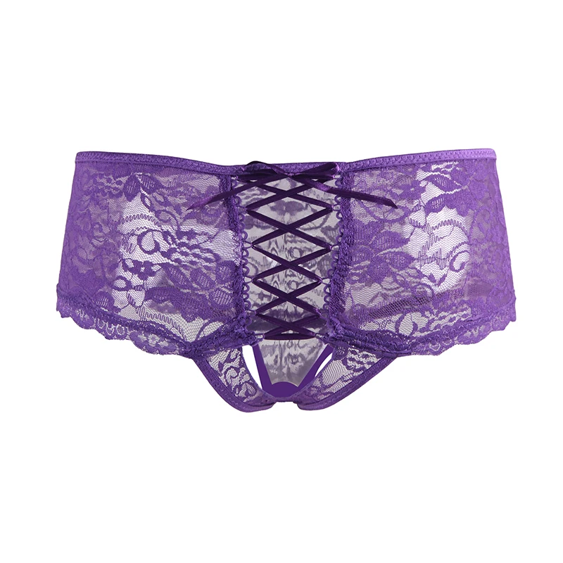 Женские кружевные трусики PW5011 с открытой промежностью цветочным кружевом