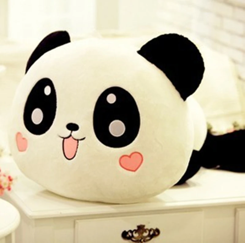 

45cm/55cm Cute Cartoon panda plush Toys Smile panda Pillow Doll with hearts on face For Kids Girls gift