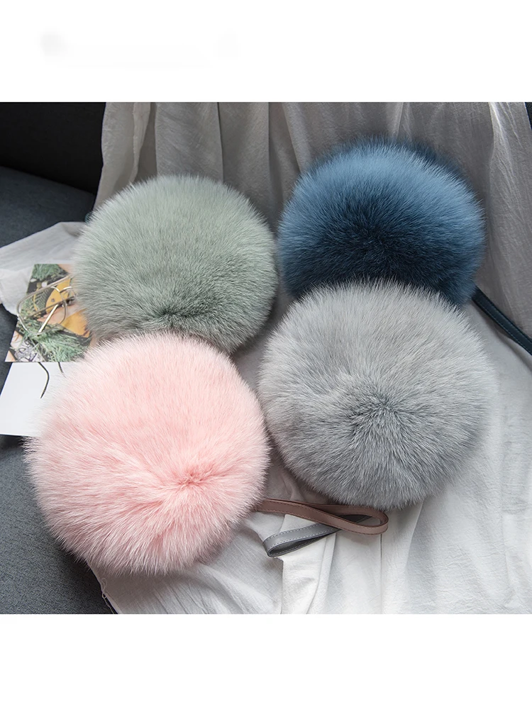 Новая сумка из лисьего меха на цепочке новая милая круглая сумочка модная