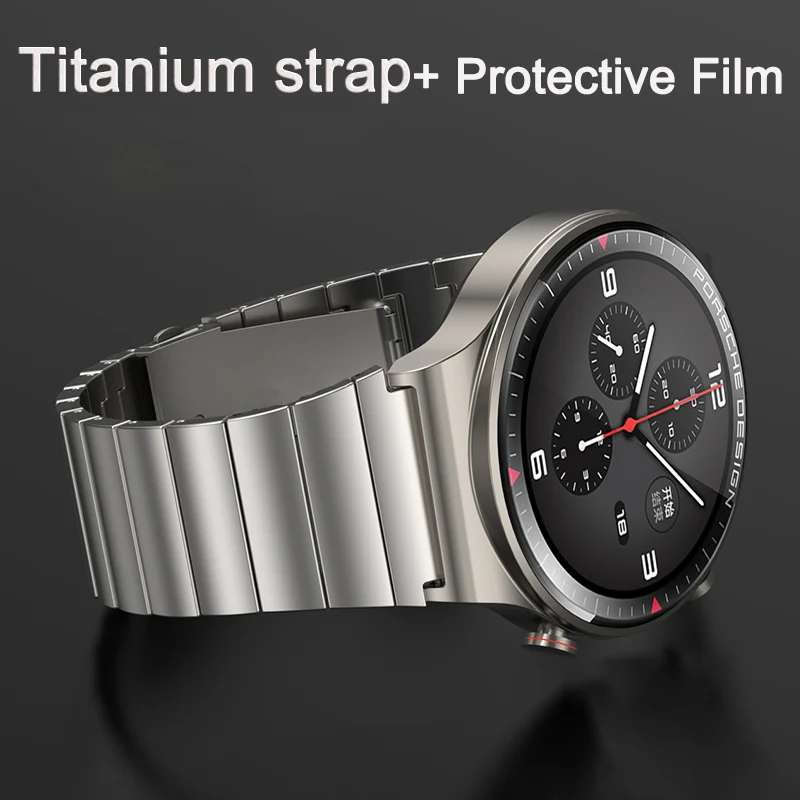 Titanium Watch Strap for Huawei GT 2 Pro /ECG 22mm Metal Watch Band for Huawei Watch GT 2  Porsch design Wrist Band with film