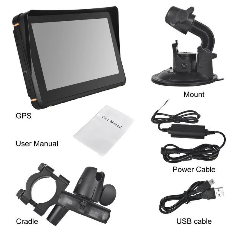 

T800 7" HD Motorcycle Car Waterproof with 256M 8G GPS Navigation FM Latest Europe Map Sat Nav Truck Gps Navigators Automobile