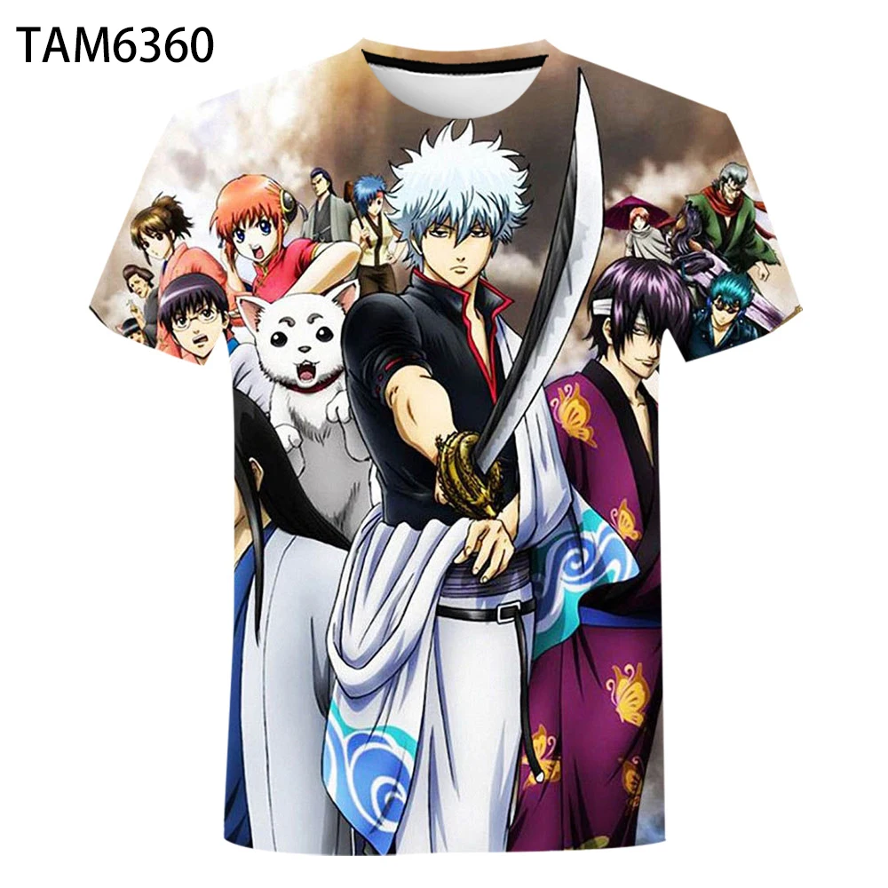 Детская Хлопковая футболка Gintama летняя с 3D принтом мужская и женская классная