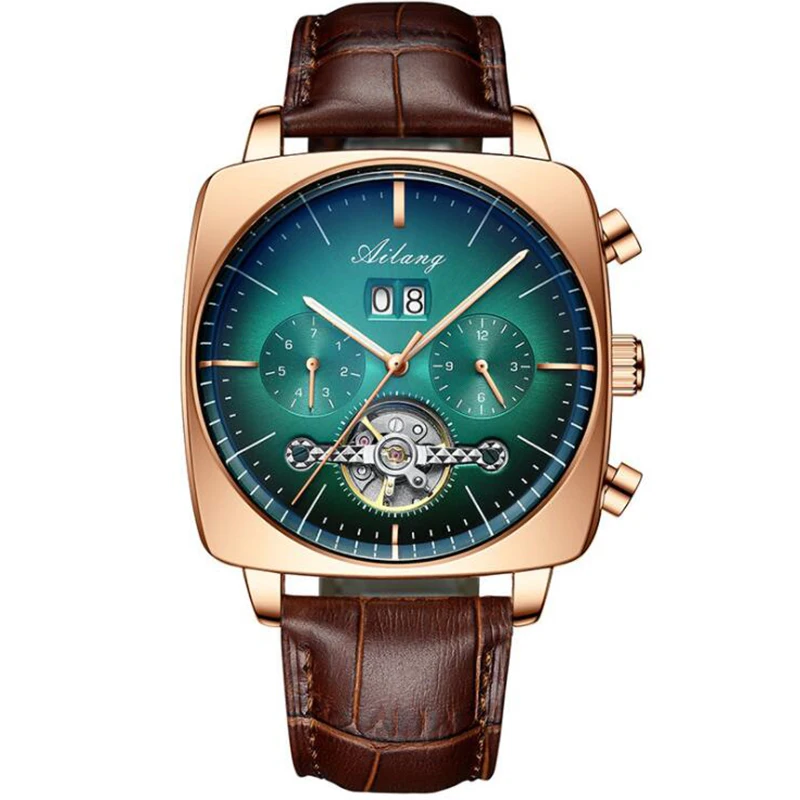

Swiss Famous Brand Watch Montre Automatique Luxe Chronograph Square Large Dial Watch Hollow Waterproof New Mens Fashion Watches