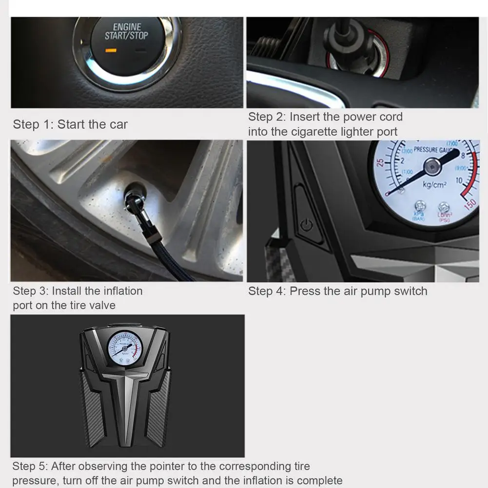 

12V Car Air Pump Convenient Practical Inflator For Tire Portable Car Tire Air Pump Tire First Aid Tool