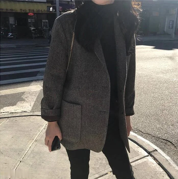 

Zoulv High Quality Europe Autumn Winter New Women's Clothing Slim High-end Fashion Long-sleeved Thickening Woolen Jacket Coat