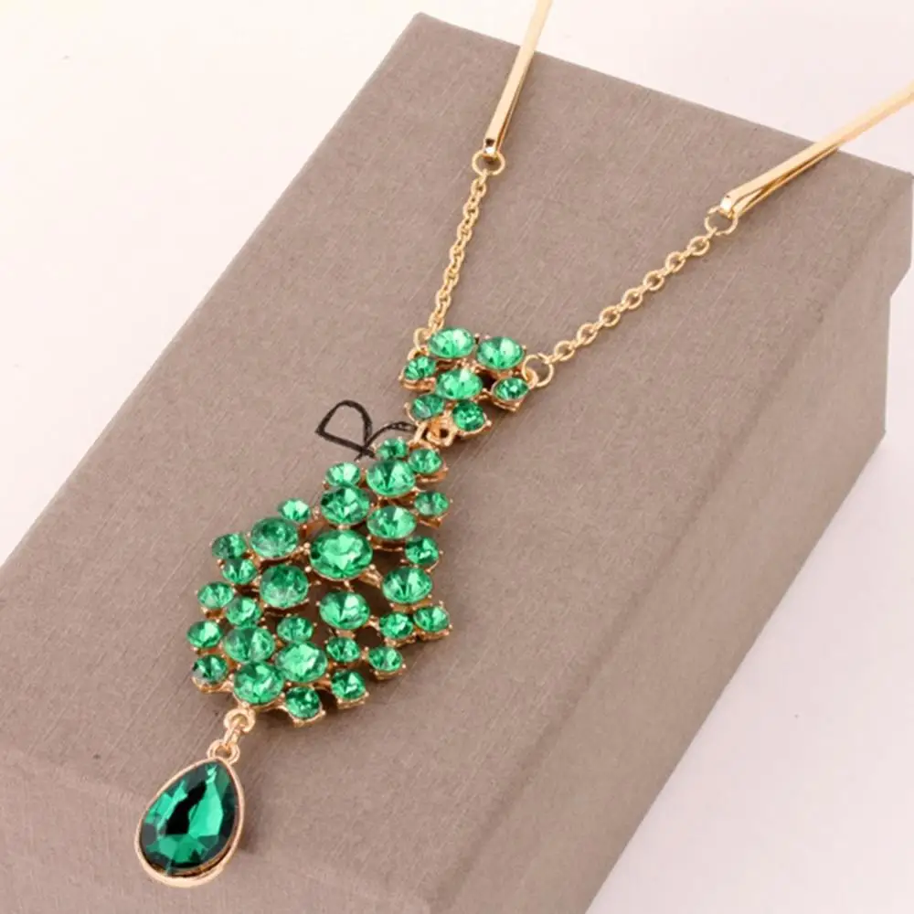Женская цепочка для волос ювелирные украшения невесты зеленые Стразы модные