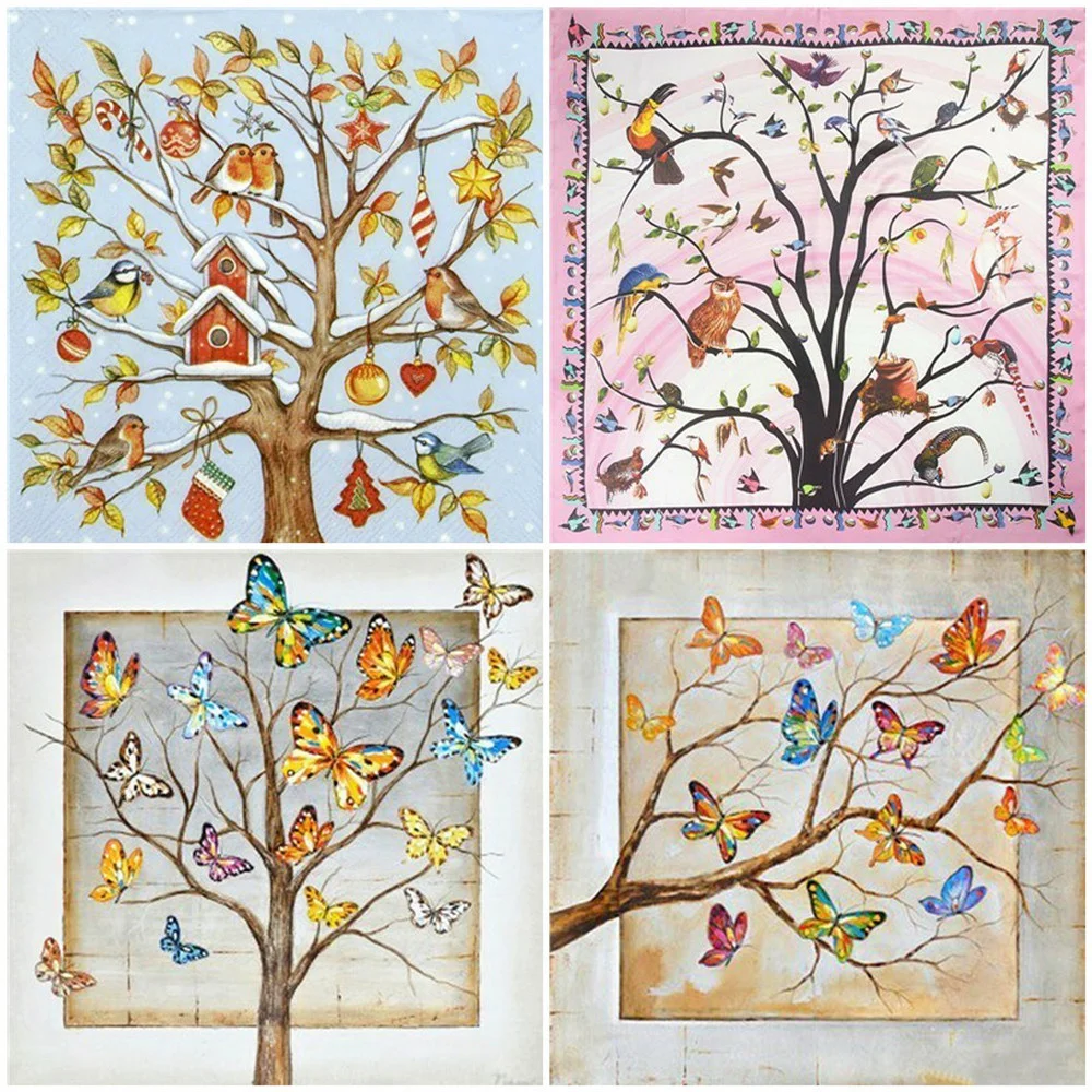 

HUACAN DIY Diamond Painting Tree Rhinestone Of Picture Cross Stitch Scenery Full Square Diamond Embroidery Butterfly Home Decor