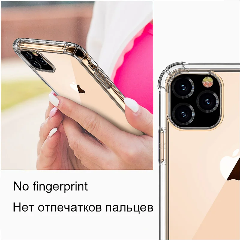 Противоударный силиконовый мягкий прозрачный чехол для iPhone 11 Pro X XR XS Max 5 6 S 5S 7 8 Plus