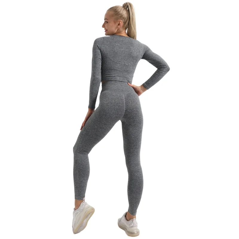 

3pcs Seamless Yoga Set Women Long Sleeve Top High Waist Yoga Pants Female Gym Fitness Clothing Tracksuits Runing Wear