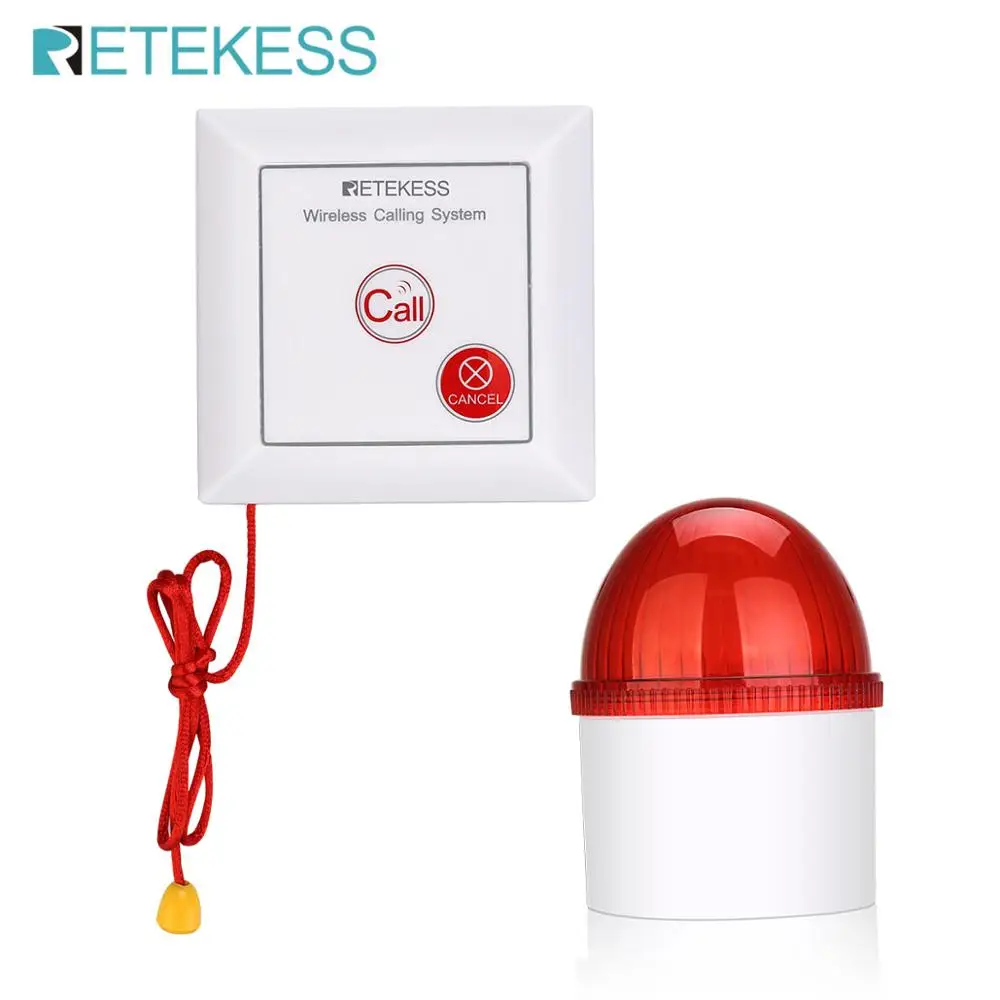Retekess TH103 Caregiver Pager Alarm System Sound and Light Call System Waterproof Call Button for Home Safety Elderly Patient