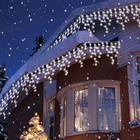 Уличная рождественсветильник Гирлянда-занавеска в виде сосулек, 5 м, светящаяся гирлянда-занавеска в виде сосулек, 0,4-0,6 м, праздничное украшение для дома, окна