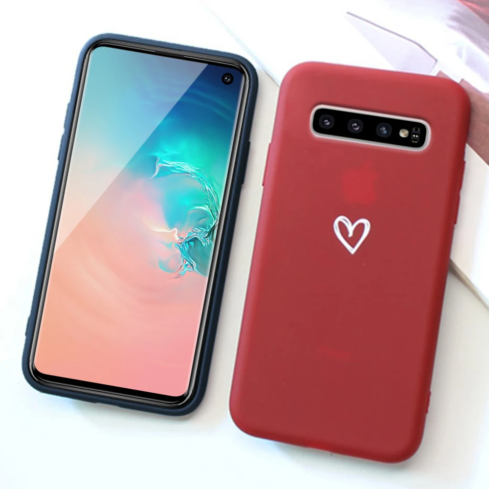 LAPOPNUT Cute Matter Love Heart Pattern Ultra Slim Couple Case for Samsung Galaxy S9 S10 S8 Plus S7 Edge Note8 Note9 TPU Cover |