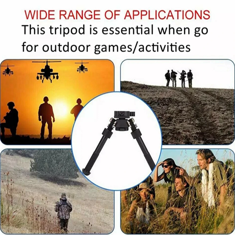 

Rifle Bipod Metal Tripod Pivoting Mount Unique Tilting 360 Degree Rotating Hunting Shooting Bipod