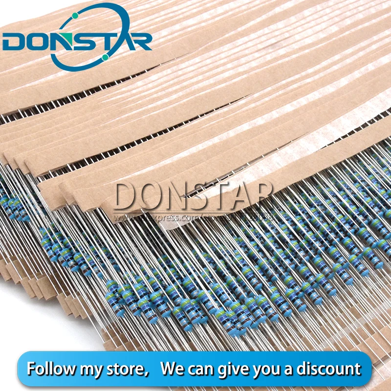 

100pcs 1/4W 1R~22M 1% Metal film resistor 100R 220R 1K 1.5K 2.2K 4.7K 10K 22K 47K 100K 470K 100 220 1K5 2K2 4K7 ohm resistance