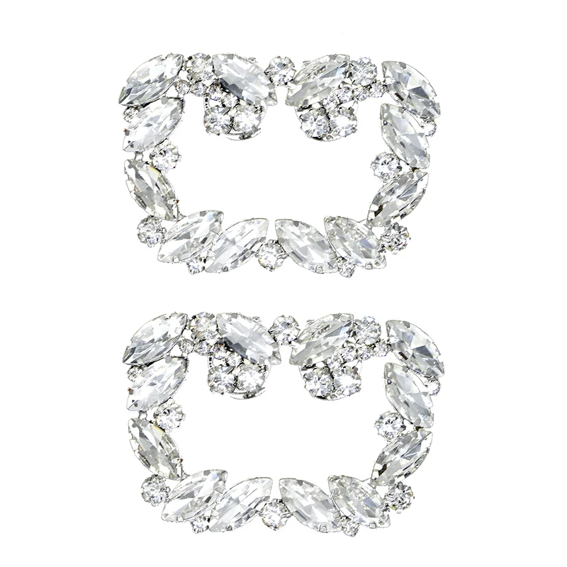 1 шт. Модные стразы Серебристые туфли с квадратным бантом Элегантные пряжкой для