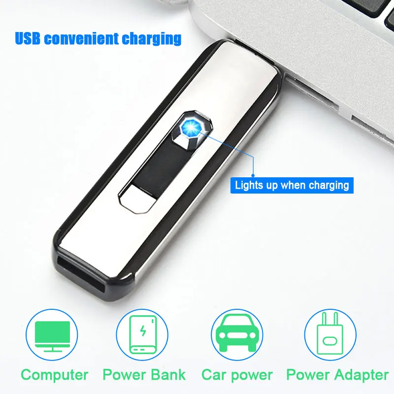 1 шт. Зажигалка Ветрозащитная встроенный порт USB Перезаряжаемые зажигалки