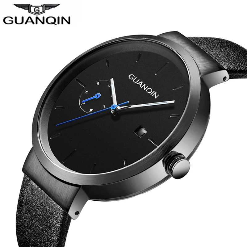 

Часы наручные GUANQIN GS19107 мужские, брендовые Роскошные Кварцевые, с синими циферблатами, с датой, неделей, 2023