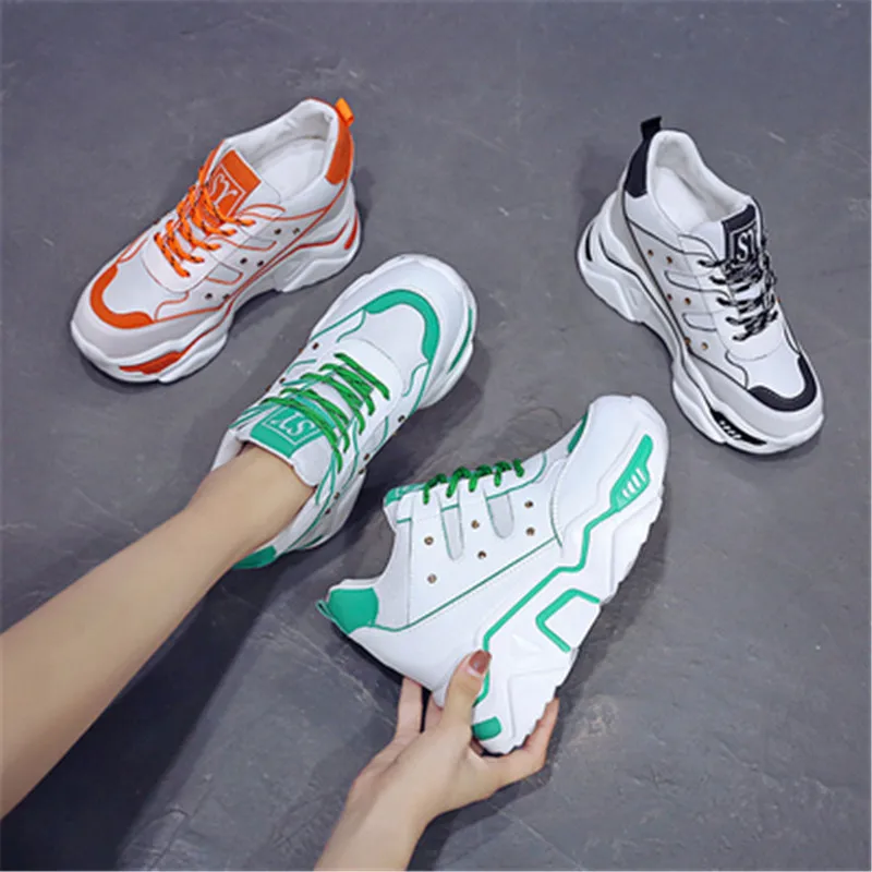 

Women Platform Chunky Sneakers 9cm high Wedge lace-up Casual Vulcanize Shoes luxury Designer Old Dad female fashion Sneakers