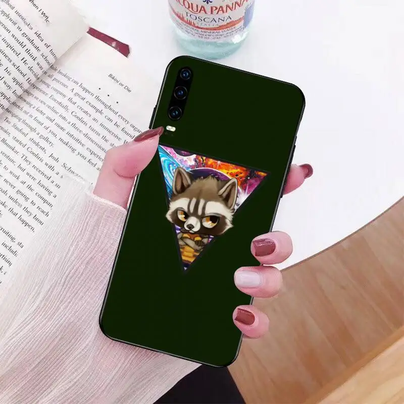Чехол для телефона Huawei Honor из мягкого силикона TPU с красивым рисунком животного енота.