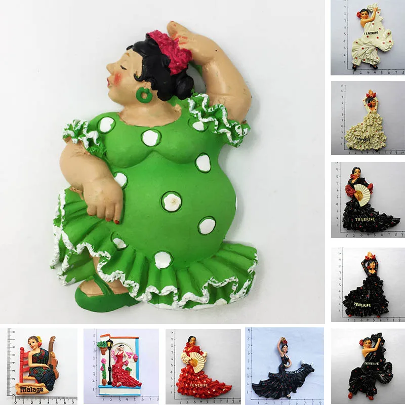 

Fridge Magnet Tenerife Spain Barcelona Tourism Souvenirs Flamenco Dancer Malaga Refrigerator 3D Magnetic Stickers Gift Ideas