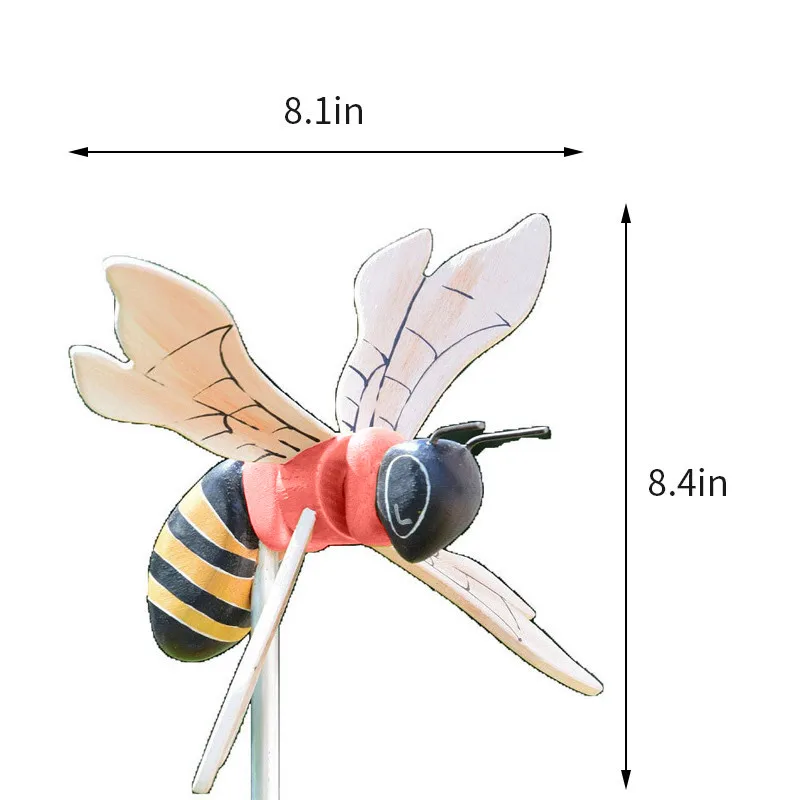 

1/2/3pcs Rural Style Wooden Hand-made Bee Windmill Outdoor Decoration Garden Creative Decoration Ornament Stakes Wind Spinners