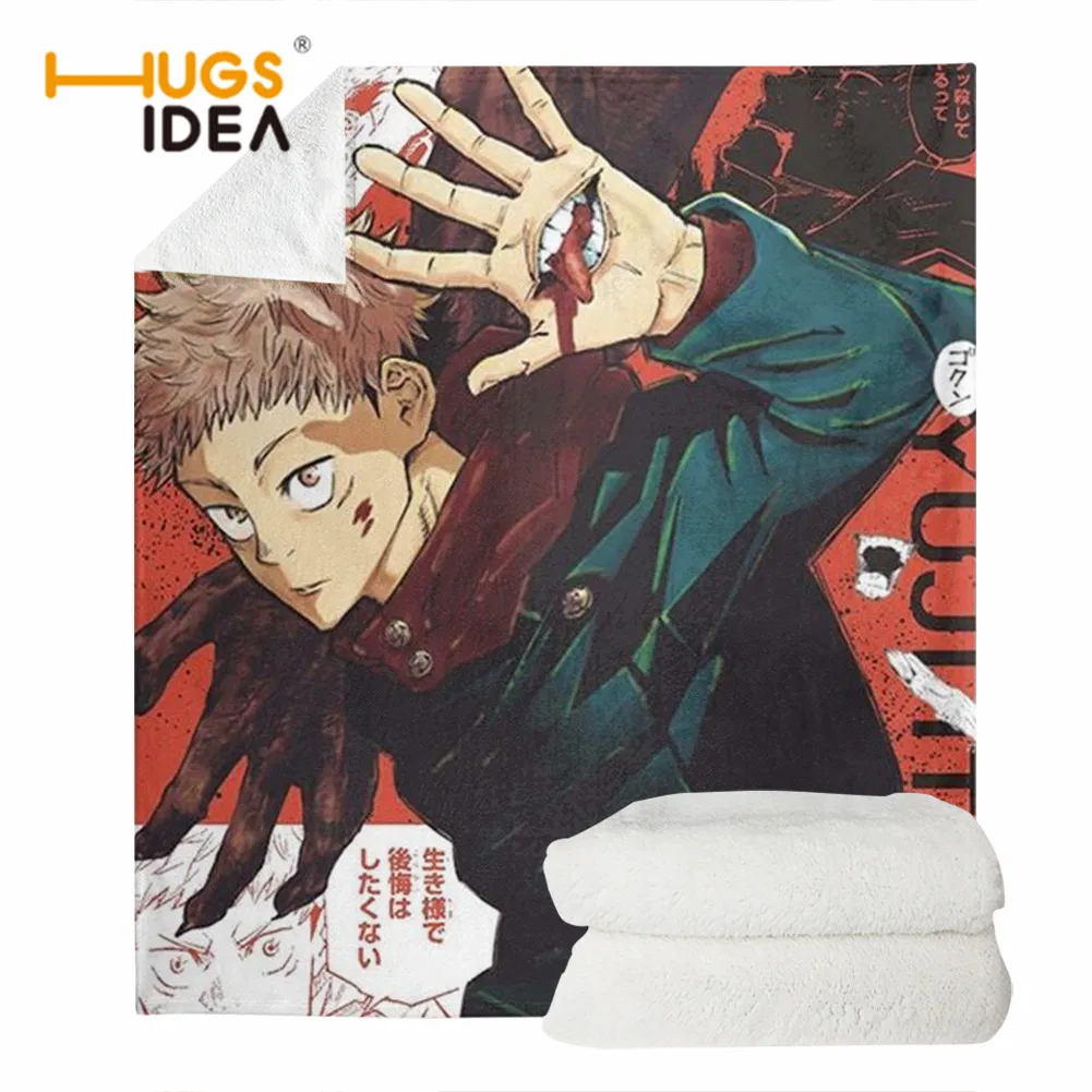 

Фланелевое Одеяло в японском стиле из аниме ююютсу кайсен, мягкое одеяло в стиле джиу-джитсу с надписью «Battle Yuzu Itadori», покрывало, Осеннее оде...