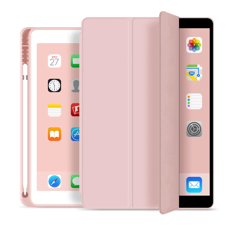 Для нового iPad Air 3 10,5 дюймов чехол с держателем для карандашей, тонкий трехскладной PU кожаный смарт-чехол просыпается
