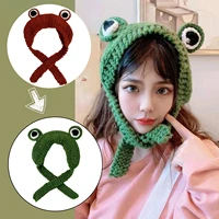 soft and warm knit winter frog big eyes cap gift hip hop cap photography prop beanie earcap solid color one size and for unisex