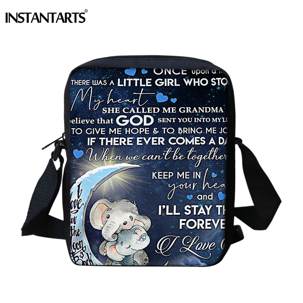 

INSTANTARTS Mini Kindergarten School Bags Boys Girls Cute Elephant Starry Sky Print Children Messenger Bags Adult Small Bags