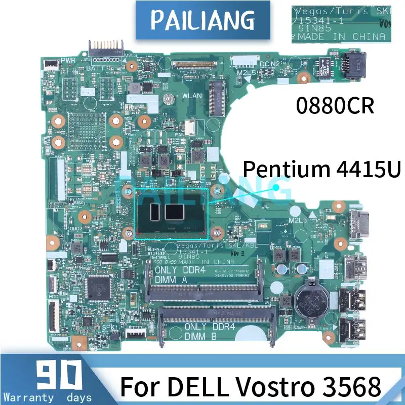para Dell Vostro 3568 Pentium 4415u Computador Portátil Placa-mãe 0880cr 153411 Sr348 Ddr4 Notebook Mainboard Placa-mãe para notebook