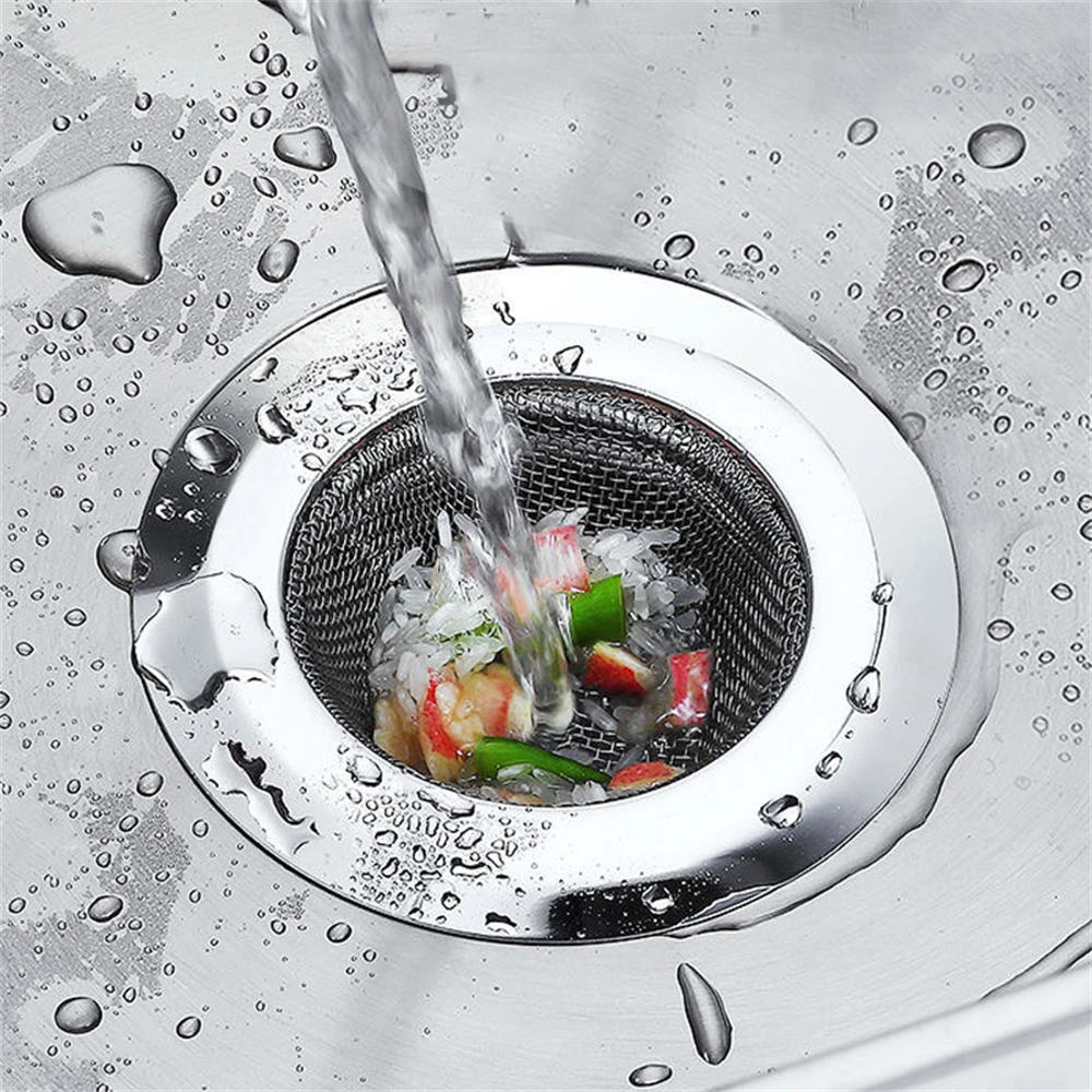 Household Sink Strainer Stainless Steel Shower Drain Plug Bathtub Hair Catcher Stopper Sewer Slag Filter Mesh Kitchen Accessory