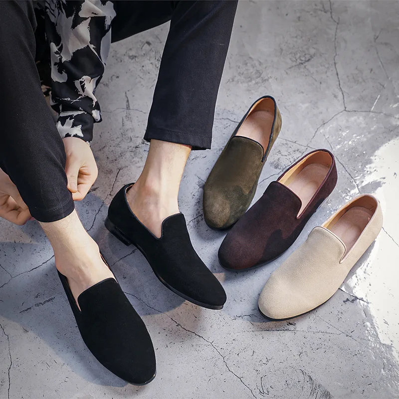 

New men's pedal peas shoes Korean style all-match nubuck leather loafers