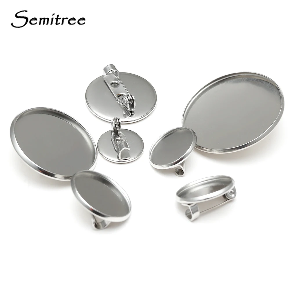 

Semitree 10pcs Stainless Steel Brooches Base Blank Tray Cabochon Cameo Settings DIY Jewelry Accessories Handmade Supplies 12mm