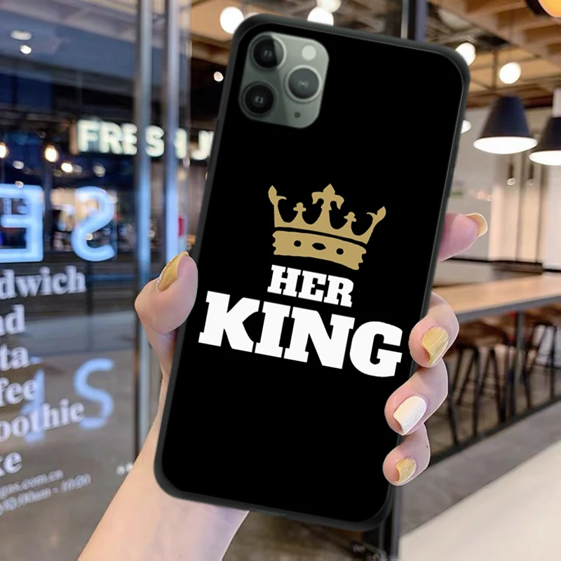 

Fashion King Queen Luxury Silicone Phone Case For iPhone 12 Pro MAX 11 Pro MAX 6 6S 7 8 Plus SE 2020 XS MAX XR Black TPU Cover