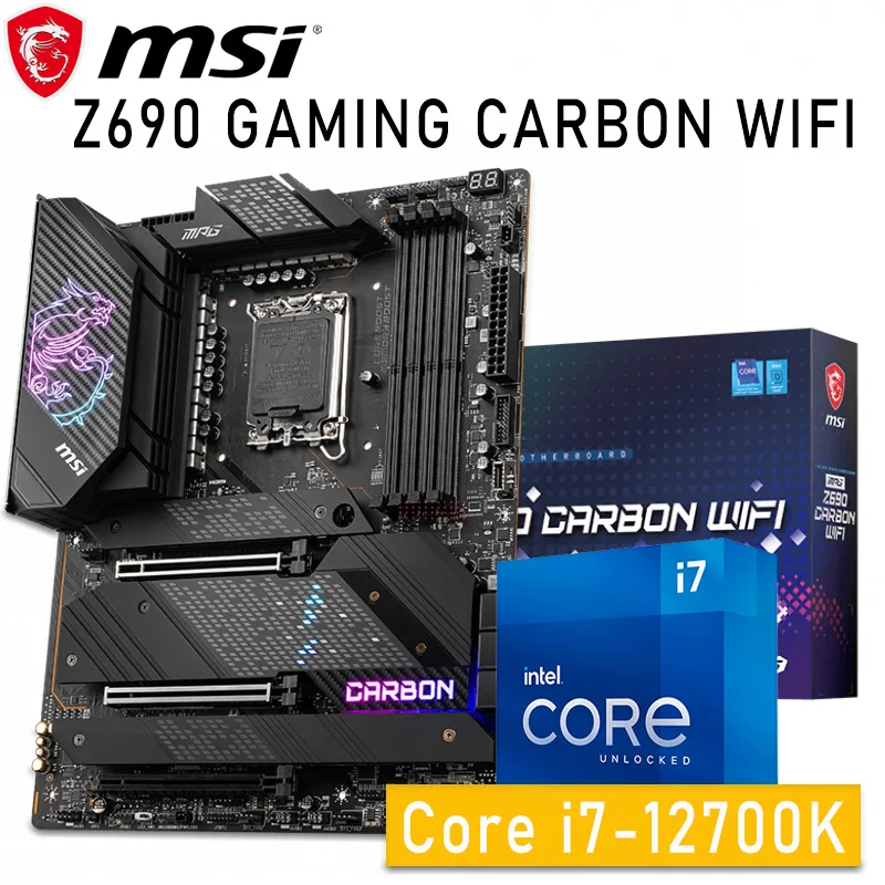 

LGA 1700 MSI MPG Z690 CARBON WIFI With Intel 12th-Gen i7 12700K Motherboard Combo i7 DDR5 Intel Z690 Gaming Placa-mãe 1700 New