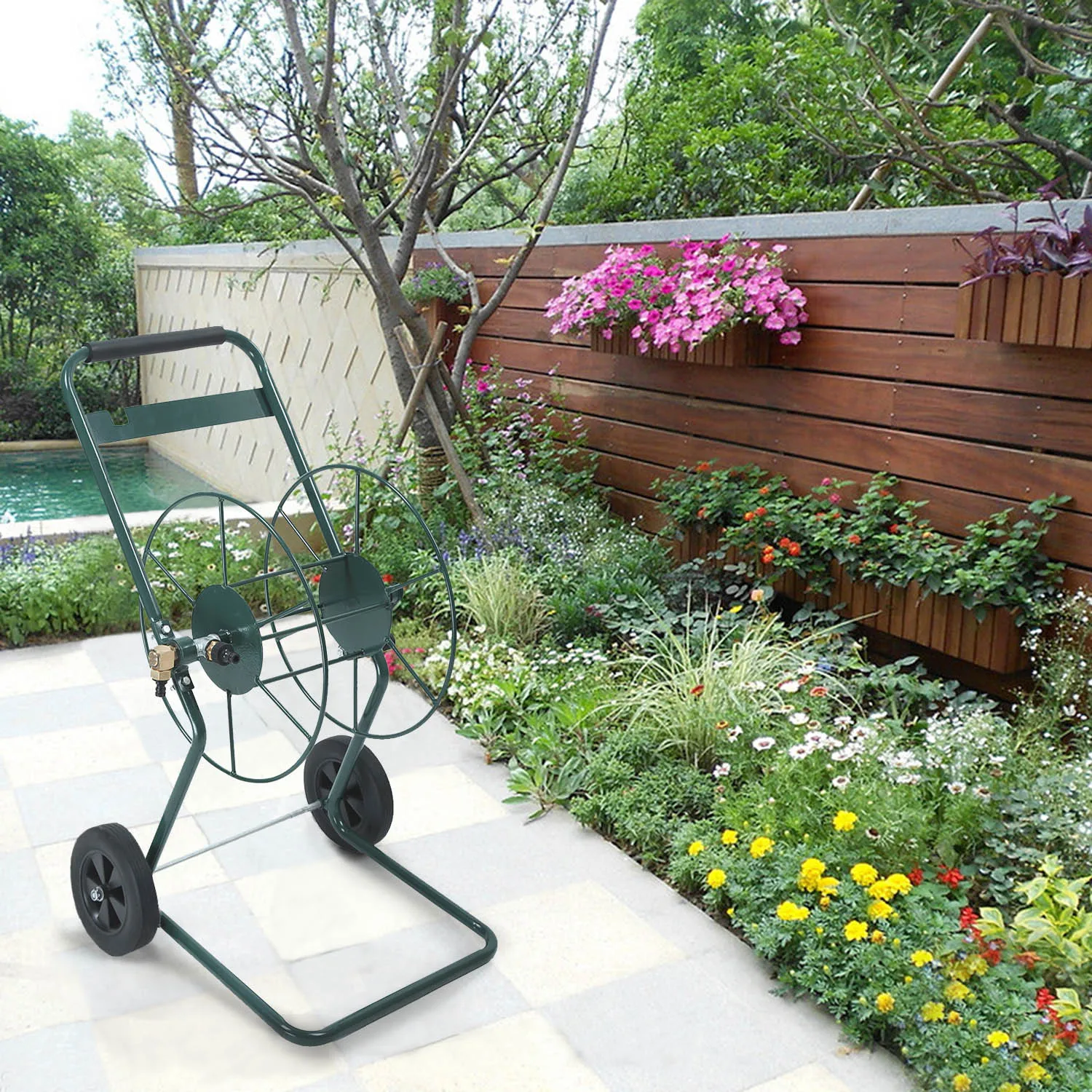 Садовый шланг катушка тележка двухколесная для мойки автомобиля стеллаж