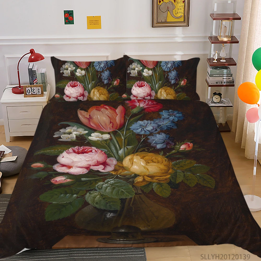 

Oil Painting Print Duvet Cover Set Queen Size Bedding Set Soft Cool Modern Bed Set Teen Girl Child Bedroom Decor Hot Selling