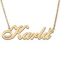 love heart karla name necklace for women stainless steel gold silver nameplate pendant femme mother child girls gift