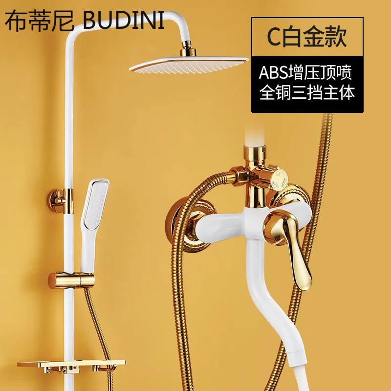 bathroom shower faucet set wall mounted black shower rain bath faucet bathtub faucet eco systems hot and cold blend mixer tap free global shipping