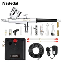 nasedal dual action spray gun airbrush with compressor 0 3mm airbrush kit for nail airbrush for model cake car painting nt 19